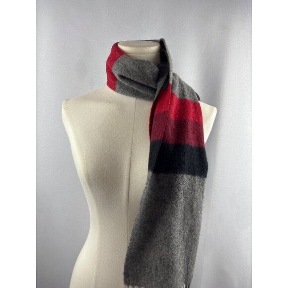 Women’s Carl Michaels Grey, Blue, Red, & Purple Wool Tasseled Scarf - Picture 4 of 5